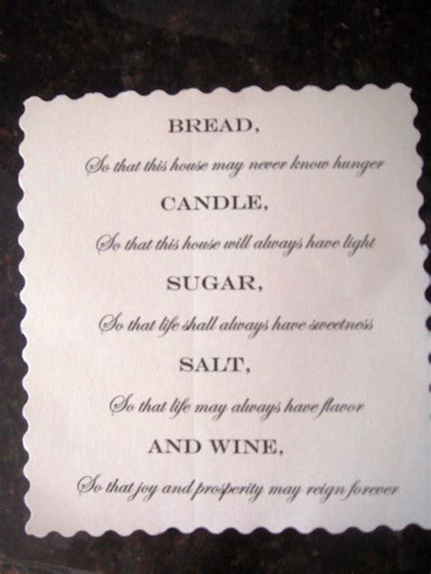 Printable Bread Wine Salt Housewarming Poem